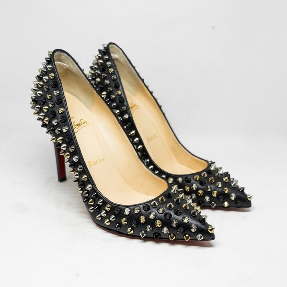 Christian Louboutin Patent Pigalle Spikes 120 Pumps 36 Nude  Louboutin Pigalle Spikes